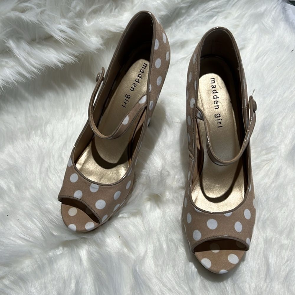 Madden Girl "Lyon" Polka Dot‎ Peep Toe Pumps. Size 8.5.  B72 - Picture 4 of 11